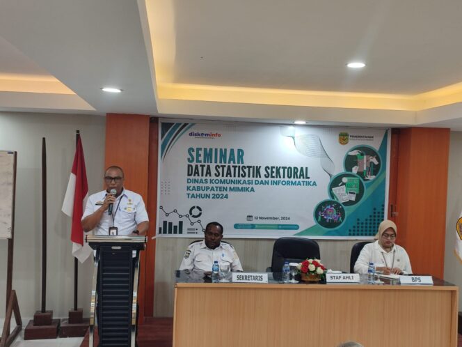 
					 Staf Ahli Bidang Ekonomi dan Pembangunan Setda Mimika, Innosensius Yoga Pribadi saat memberikan sambutan