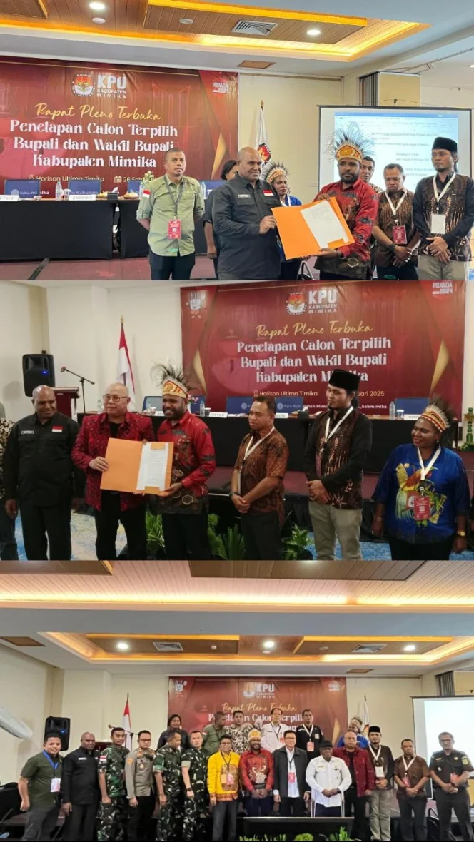 
					KPU Mimika Tetapkan Johannes Rettob – Emanuel Kemong Sebagai Bupati dan Wakil Bupati 2025-2030 
