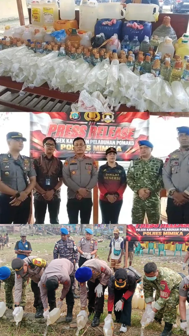 
					Miras Ilegal Sebanyak 1.856 Liter Dimusnahkan, Polisi Bidik Pemasok di Mimika